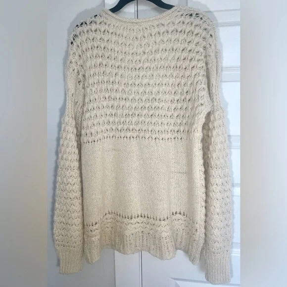 Free People Cream Crashing Waves Pullover Sweater Size Small NWT - Picture 6 of 9